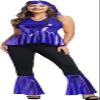 70s Outfits for Women Hippie Costumes Disco Dress Pink Halloween Cosplay Clothes Plus Size Fashion Festival Blue XL view 3
