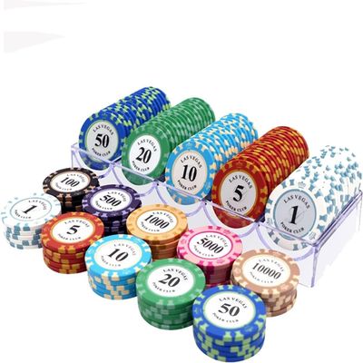Yarsanor Poker Set Counting Game Chips - Clay Acrylic Suit 14 Gram Texas Holdem Blackjack Gambling Chips Values 1-10000 Selectable Club Poker Chips (Color : 100pcs $1+$5+$10+$20+$50)