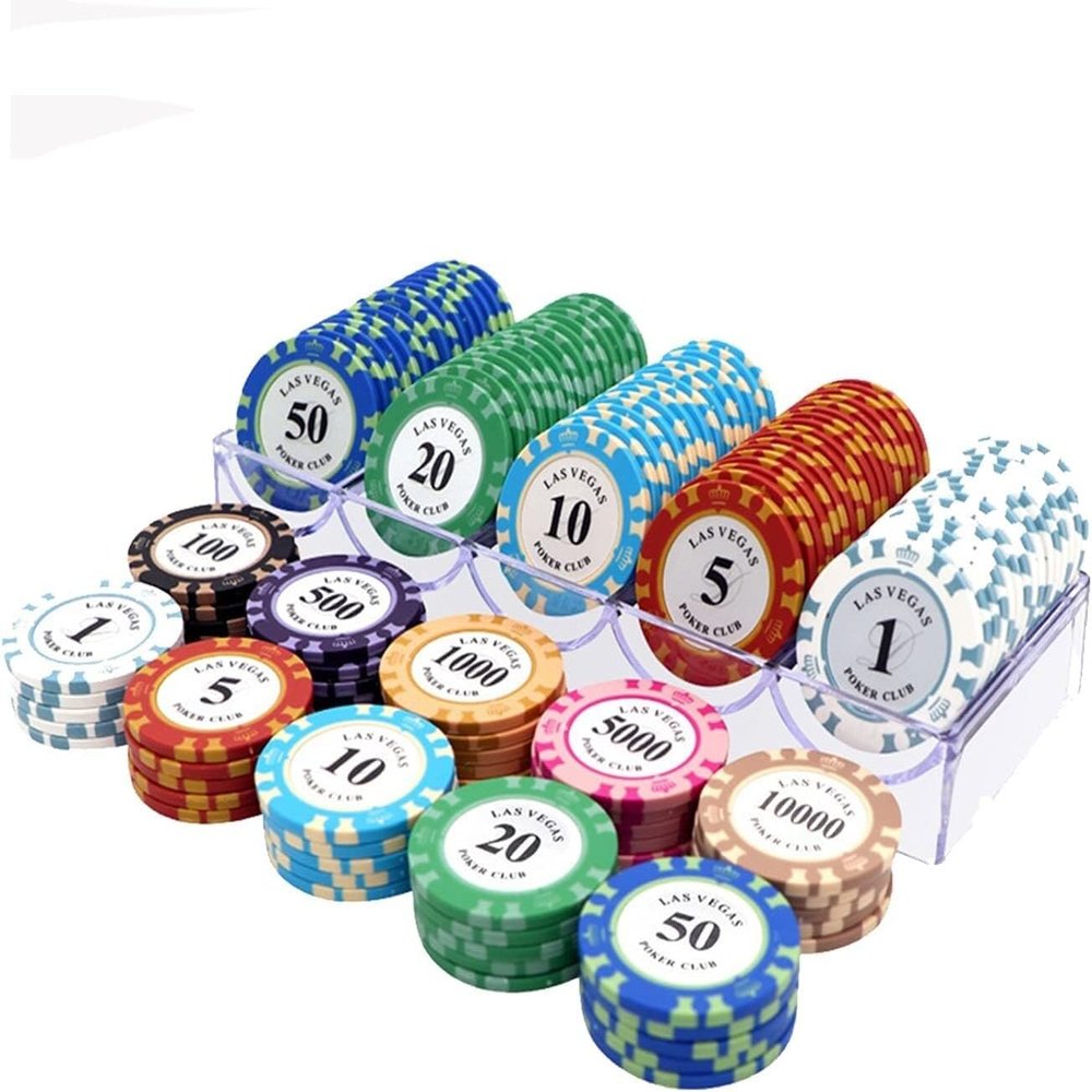 Yarsanor Poker Set Counting Game Chips - Clay Acrylic Suit 14 Gram Texas Holdem Blackjack Gambling Chips Values 1-10000 Selectable Club Poker Chips (Color : 100pcs $1+$5+$10+$20+$50)