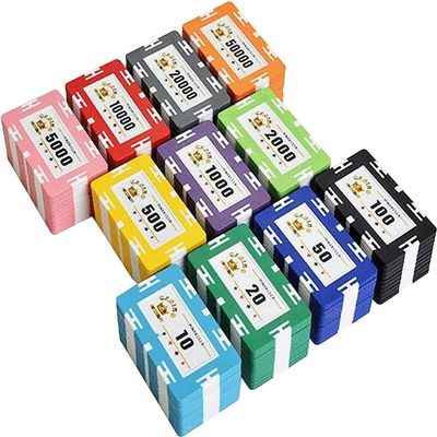 Yarsanor 50PCS Plastic Coloured Chip, 29g Casino Chips Clay Poker Chips Set, Club Poker Chips for Texas Holdem Blackjack Gambling Poker Set (Color : $1000, Size : 50PCS)