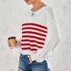 Y2k Vintage Sweater American Flag Long Sleeve Jumper Crew Neck Loose Knit Pullover Sweatshirt Preppy Striped Sweater (White A, L) view 4