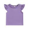 Baby Girls Short Sleeve T-Shirt Tee Ruffled Fly Sleeve Solid Basic Tops Infant Little Kids Outfit Casual Clothes (Purple, 12-18 Months)