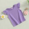 Baby Girls Short Sleeve T-Shirt Tee Ruffled Fly Sleeve Solid Basic Tops Infant Little Kids Outfit Casual Clothes (Purple, 12-18 Months) view 3