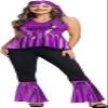 60s Fancy Dress for Women Disco Outfit 70s 80s Costumes Clothes Set Hippie Plus Size Adult Halloween Purple 3XL view 1