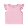 Baby Girls Short Sleeve T-Shirt Tee Ruffled Fly Sleeve Solid Basic Tops Infant Little Kids Outfit Casual Clothes (Pink, 3-4 Years) view 1