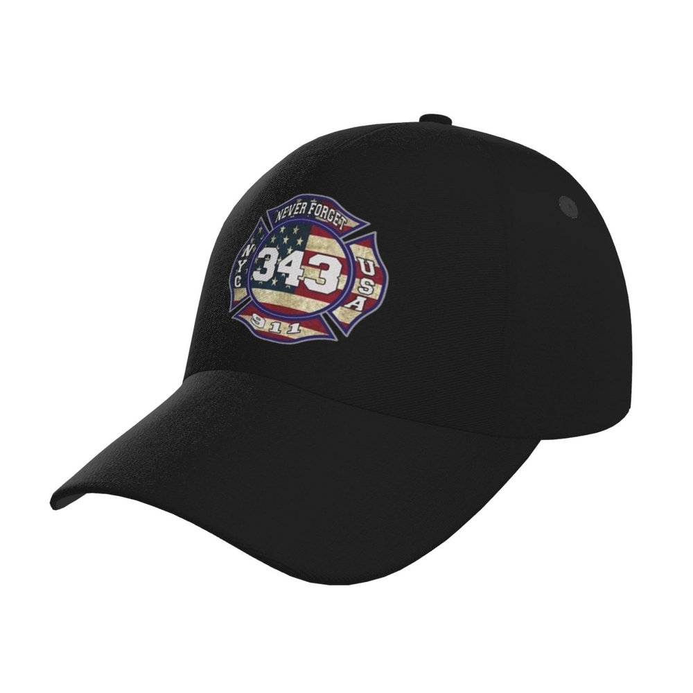 911 343 Fallen Firefighters Remembrance Baseball Cap Men Women - Adjustable Classic Plain Hat Black