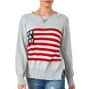Y2k Vintage Sweater American Flag Long Sleeve Jumper Crew Neck Loose Knit Pullover Sweatshirt Preppy Striped Sweater (Gray A, M) view 1