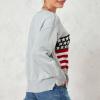 Y2k Vintage Sweater American Flag Long Sleeve Jumper Crew Neck Loose Knit Pullover Sweatshirt Preppy Striped Sweater (Gray A, M) view 4