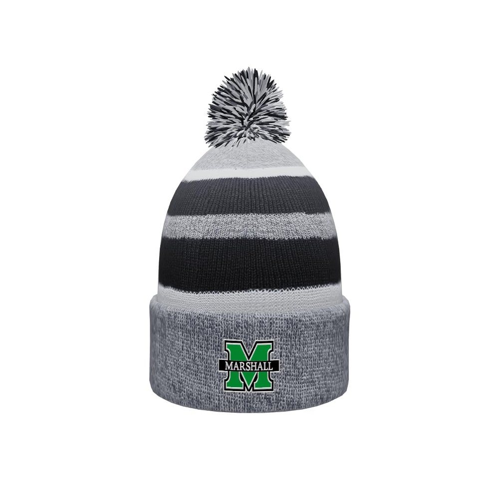 Sport Your Gear Marshall Thundering Herd Winter Knit Pom Beanie Officially Licensed Cold Weather Hat The Herd Fan Gear V2