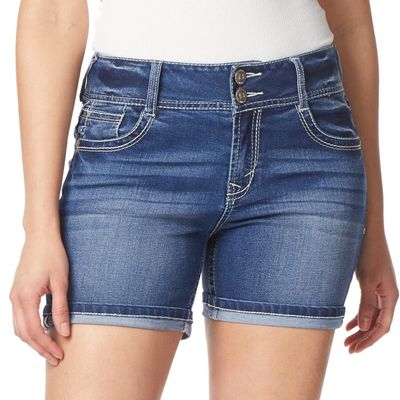 WallFlower Shorts for Women Luscious Curvy 7-Inch Midi Denim Mid-Rise Short- Jenna Midi, 18 Plus