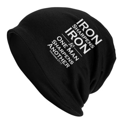 Byoblu Iron Sharpens Iron Adult Knitted Hat Beanie Winter Warm Skull Hat - Men Women Black