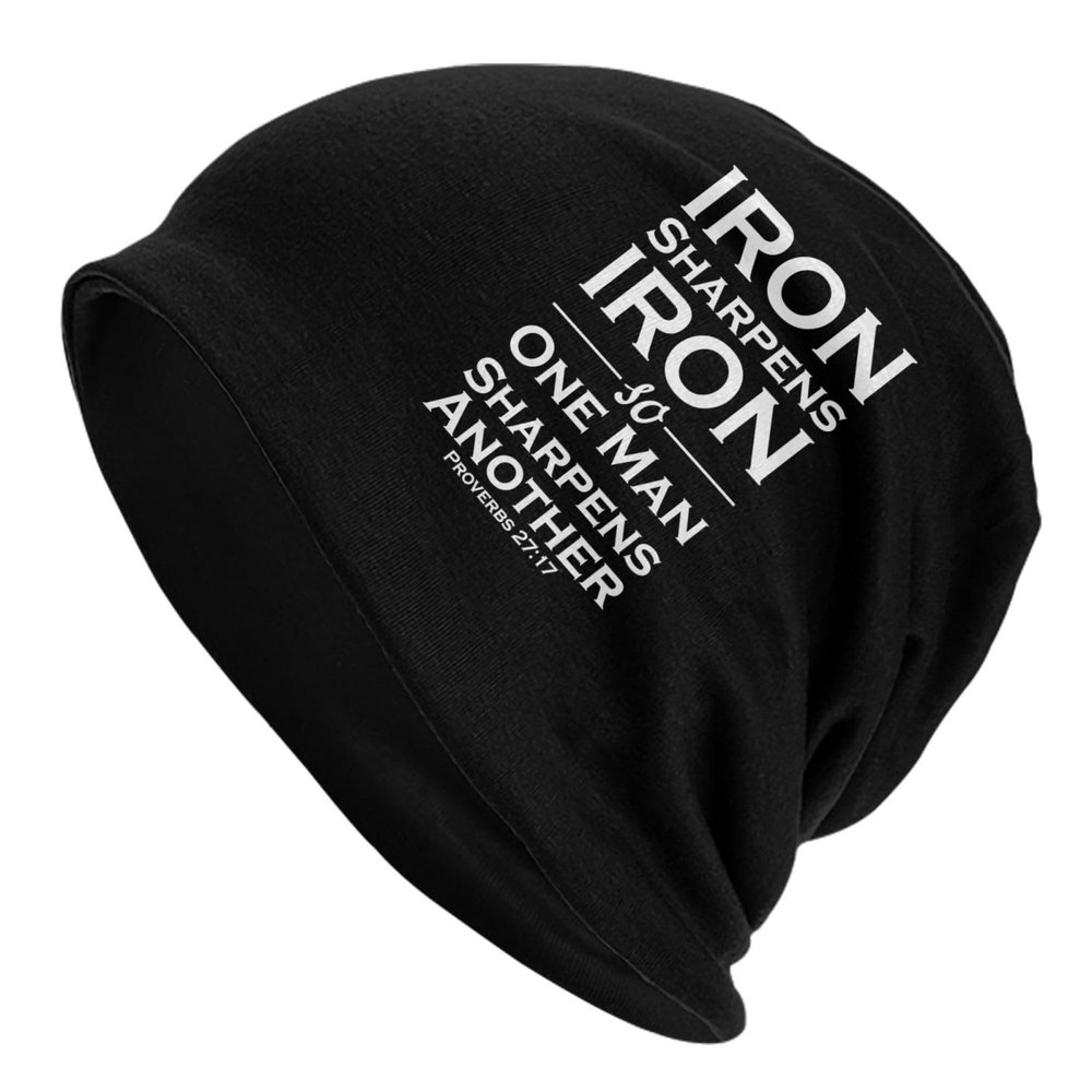 Byoblu Iron Sharpens Iron Adult Knitted Hat Beanie Winter Warm Skull Hat - Men Women Black