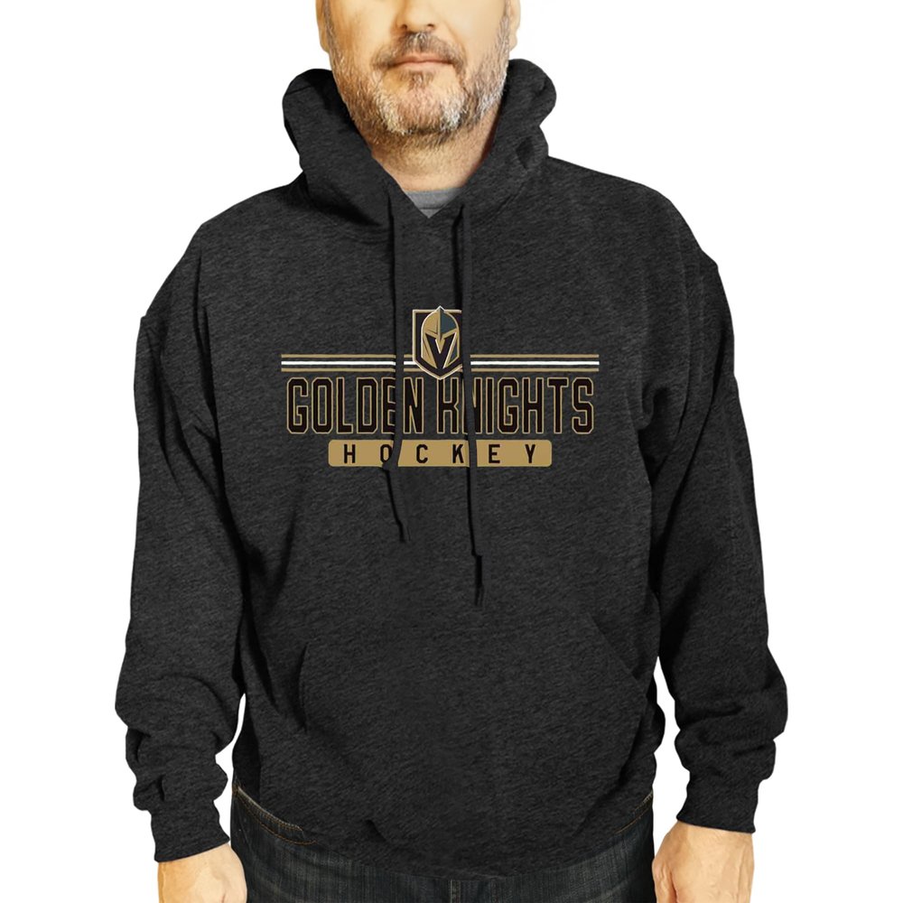 Wright & Ditson NHL Adult Heather Charcoal True Fan Hooded Sweatshirt Unisex - Unisex Cotton Poly Blend - Ultimate Comfort (Las Vegas Golden Knights - Charcoal, Small)