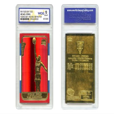 1998 Michael Jordan Fleer '86 Rookie Gold Card R/W/B RED PRIZM Holo Refractor - Graded Gem Mint 10