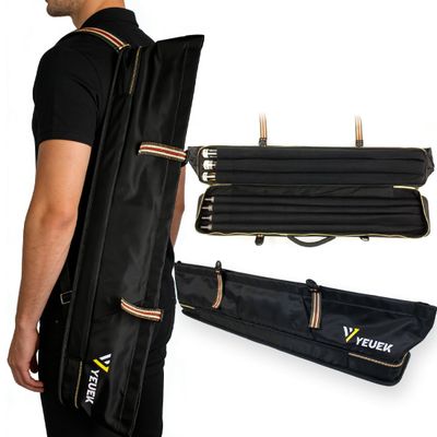 YEUEK Pool Cue Case 3x4,Pool Stick Case 3 Sticks with Accessory Zipper Pockets,Cue Stick Case with Shoulder Strap Handle,Billiard Pool Cue Carrying Case with Large Front Accessory Pocket