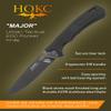 HOKC Major | 328-589406 | Pocket Knife, EDC Knife by Official Dealer - Designed by Russian Master Aleksander Biryukov - Liner Lock, G10 Handle, Ball Bearing, Finger Flipper, Long and Durable AUS8 Stainless Steel, Black Stone Wash Finished - Ideal for view 2