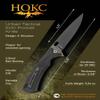 HOKC Major | 328-589406 | Pocket Knife, EDC Knife by Official Dealer - Designed by Russian Master Aleksander Biryukov - Liner Lock, G10 Handle, Ball Bearing, Finger Flipper, Long and Durable AUS8 Stainless Steel, Black Stone Wash Finished - Ideal for view 3