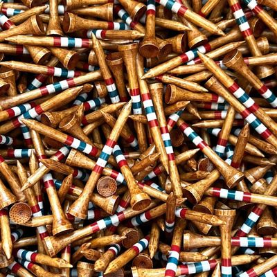 (2.75") Premium Bamboo Golf Tees Dark Stain w/Colored Stripes