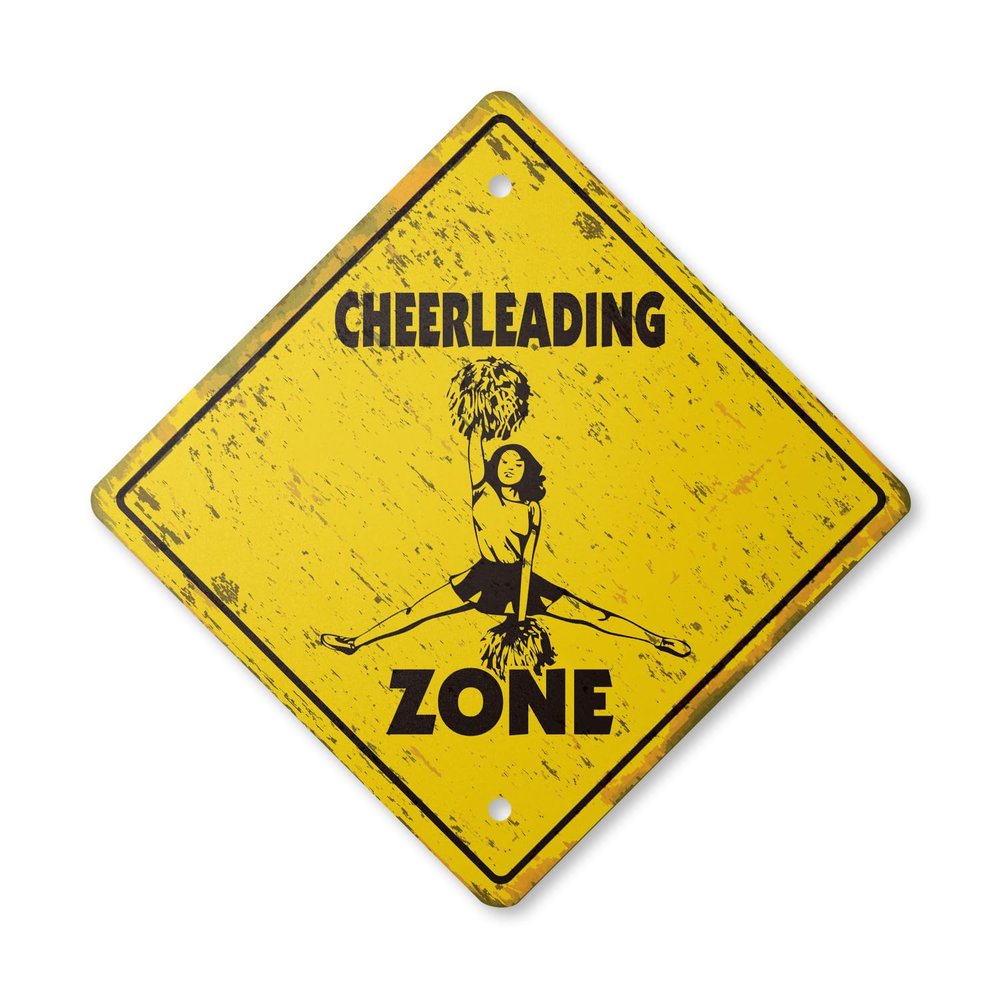Cheerleading Vintage Crossing Sign Zone Xing | Indoor/Outdoor Plastic | 17" Tall Rustic Cheerleading Dance Dancing Coach Team Cheer Football