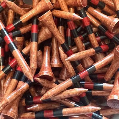 (2.75") Premium Bamboo Golf Tees Dark Stain w/Colored Stripes