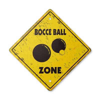 Bocce Vintage Crossing Sign Zone Xing | Indoor/Outdoor Plastic | 14" Tall Rustic Set Balls Italy Team Game Player Play Court Italian