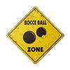 Bocce Vintage Crossing Sign Zone Xing | Indoor/Outdoor Plastic | 14" Tall Rustic Set Balls Italy Team Game Player Play Court Italian view 1