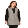 Adrianna Papell Women's Sleeveless Duster Vest Jacket, Black/Grey Glenn Plaid, L view 1