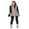 Adrianna Papell Women's Sleeveless Duster Vest Jacket, Black/Grey Glenn Plaid, L view 3