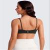CRZ YOGA Butterluxe Square Neck Sports Bras for Women - Low Coverage Spaghetti Strap Yoga Wireless Padded Cami Crop Top Black Large view 2
