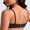 CRZ YOGA Butterluxe Square Neck Sports Bras for Women - Low Coverage Spaghetti Strap Yoga Wireless Padded Cami Crop Top Black Large view 4