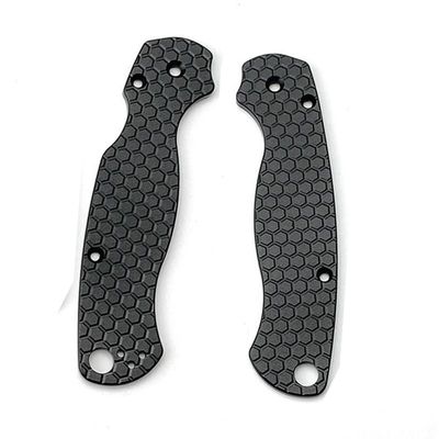 1 Pair Scales Handle Fits for Spyderco C81 Paramilitary 2, Anodized Aluminum Handle Patch Black