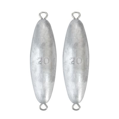 BLUEWING Torpedo Sinker Through Wire Fishing Weight Saltwater Bullet Lead Double Ringed, 20 oz, 2 Pack