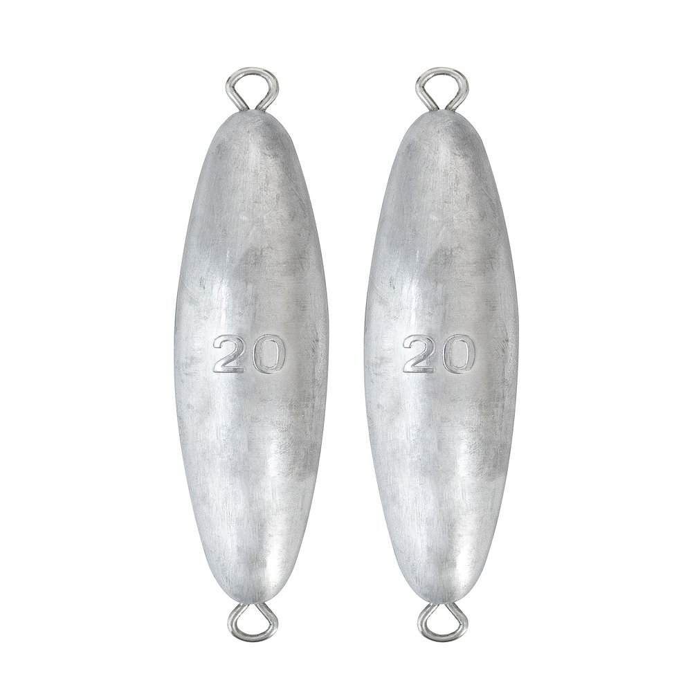 BLUEWING Torpedo Sinker Through Wire Fishing Weight Saltwater Bullet Lead Double Ringed, 20 oz, 2 Pack