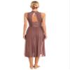 iiniim Women's Sleeveless Shiny Rhinestone Contemporary Dance Costume Sheer Mesh Lyrical Dance Dress Reddish Brown XX-Large view 2