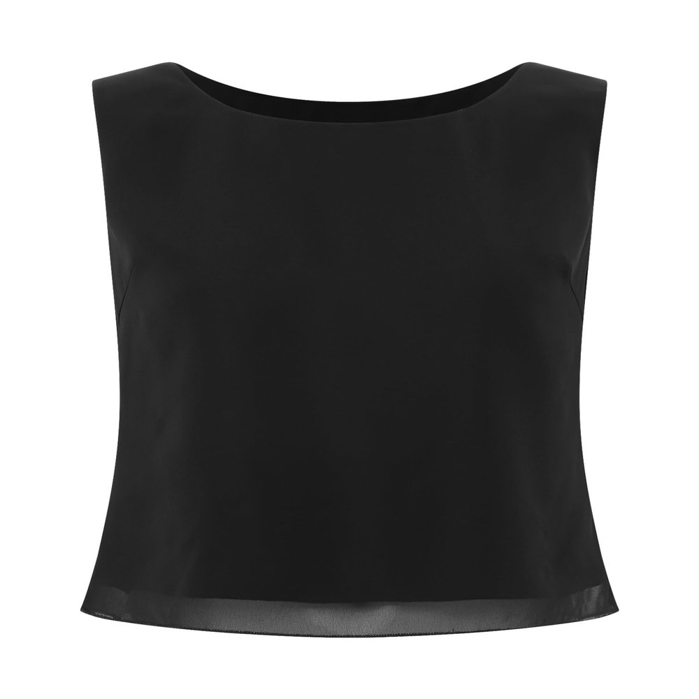 Sywiyi Women's Tank Tops Chiffon Double-Layers Loose Cami Shirt Vest Tops Summer Casual Sleeveless Blouses Black Small