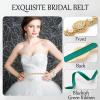 URROMA Wedding Bridal Belts, Golden Pearl Rhinestone Wedding Dress Belt Crystal Bridesmaid Sash Belt Sparkle Blackish Green Ribbon for Party Wedding Prom, 2.8 meters view 3