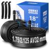 Corki Cycles 18 Bike Tube 2 Pack Durable Butyl Rubber, Fits Tire Sizes 18 x 1.75 1.95 2.0 2.1 2.125 (Removable Schrader Valve 32mm) view 1
