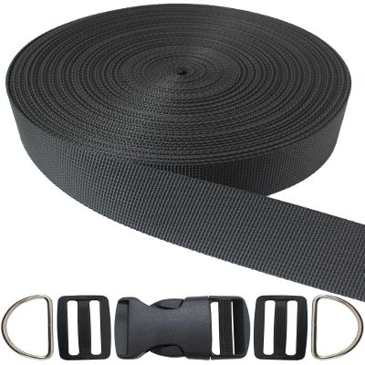 ZHFMLY 1 1/4" Black Nylon Webbing 45ft Heavy Duty Straps for Sewing