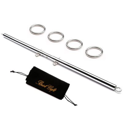 Adjustable 3 in 1 Spreader Bar Set Adjustable Straps Sports Aid Training Fitness Kit Workout Bar,Home Yoga Gym Kit with Fur Flocking Storage Bag (Silver)
