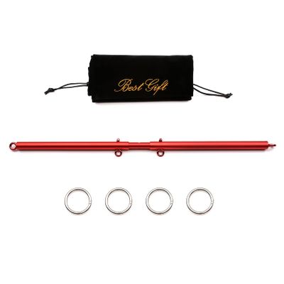 Adjustable 3 in 1 Spreader Bar Set Adjustable Straps Sports Aid Training Fitness Kit Workout Bar,Home Yoga Gym Kit with Fur Flocking Storage Bag (Red)