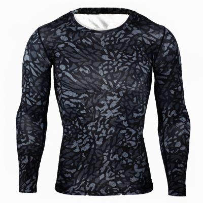 Mens Long Sleeve Camo T-Shirt Athletic Compression Shirt Workout Running Long Sleeve Quick Dry Base Layer Active Sports Undershirts Gym Tops