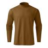 Mens Slim Fit Turtleneck T Shirts Long Sleeve Soft Comfy Stretch T-Shirts Casual Lightweight Thermal Pullover Sweater Tops Brown view 3