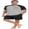 PrinStory Men's Pajama Set Sleepwear Pjs Lightweight Short Sleeve Crewneck Shirts and Shorts Soft Comfy Sleep Sets Black US S view 3
