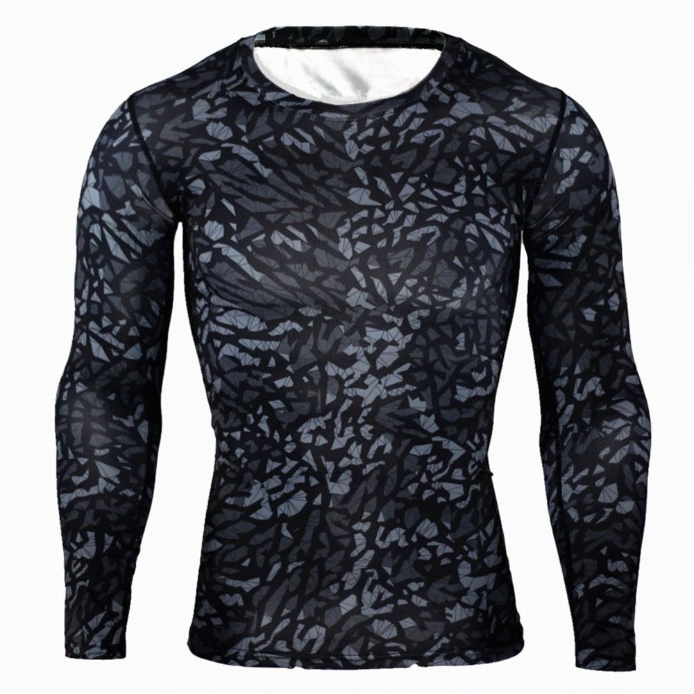 Mens Long Sleeve Camo T-Shirt Athletic Compression Shirt Workout Running Long Sleeve Quick Dry Base Layer Active Sports Undershirts Gym Tops