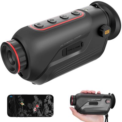 GOYOJO Thermal Monocular for Hunting, 25Hz Handheld Infrared Thermal Scope, with High Sensitivity 256x192 Night Vision Telescope, with Photo, Video Record for Night Fishing, Camping, 2X - 4X