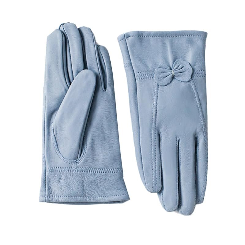 LeJulyeekay Womens Real Lambskin Leather Gloves Warm Fleece Lined Driving Gloves Winter Gloves (0-sky blue)