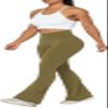 Sunzel Flare Leggings, Crossover Yoga Pants with Tummy Control, High-Waisted and Wide Leg, 32" Inseam, Martini Olive Medium view 4