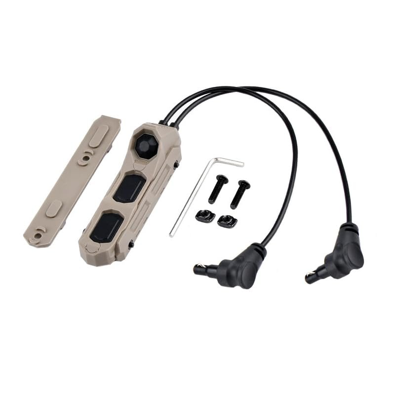Tactical Modular Dual Wire Three Button Remote Activation Pressure SwitchFor M300/M600 PEQ15 Etc Series Scout Troch FlashlightFor 20mm Rail And M/K Dual System (Crane Laser+Crane Laser Plug DE)