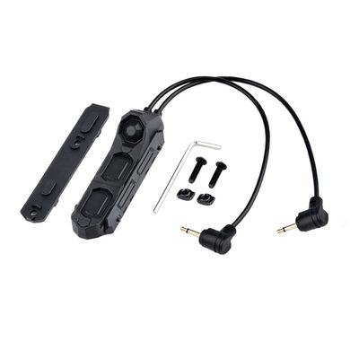 HATSEN Tactical Modular Dual Wire Three Button Remote Activation Pressure Switchfor M300/M600 PEQ15 Etc Series Scout Troch Flashlightfor 20mm Rail and M/K Dual System (2.5+2.5 Plug BK)