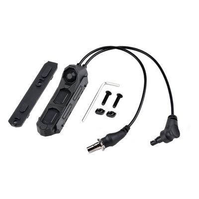 HATSEN Tactical Modular Dual Wire Three Button Remote Activation Pressure Switchfor M300/M600 PEQ15 Etc Series Scout Troch Flashlightfor 20mm Rail and M/K Dual System (SF+Crane Laser Plug BK)